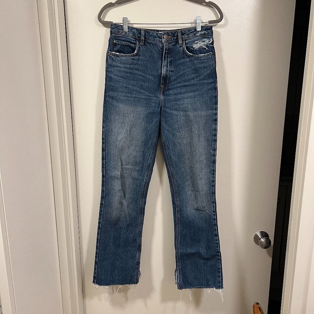 Zara High Rise Split Hem Ankle Jean